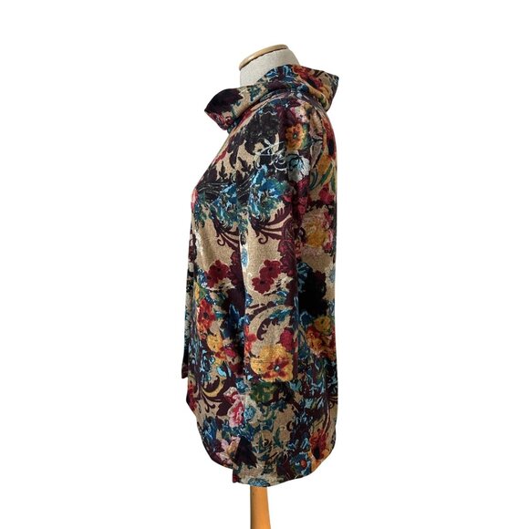 Ali Miles Womens SP Floral Print Cowl Neck Tunic Top Multicolor 3/4 Sleeve - Picture 4 of 11